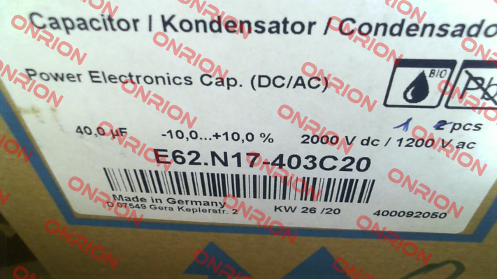 E62.N17-403C20 40μF Electronicon