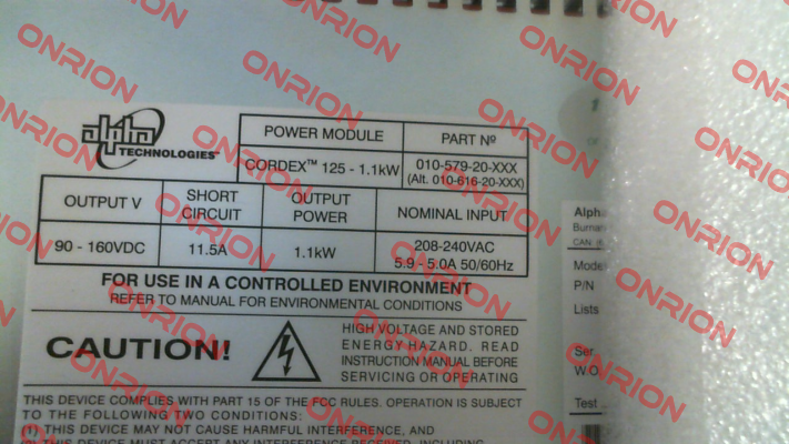 010-579-20-041 \ CXRC 125-1.1kW Alpha Technologies