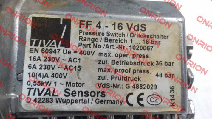 P/N: 1020067, Type: FF 4-16 VdS DAI VdS Tival-Sensors