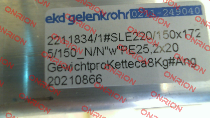 SLE 220 /150 x 1725 / 150-N/N "w" Ekd Gelenkrohr