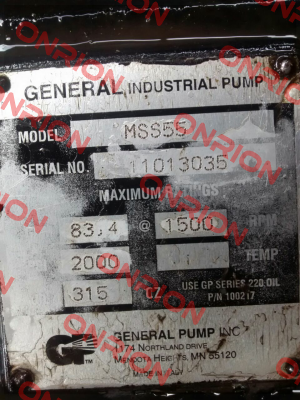 11013035 replaced with MWSR50   General Pump