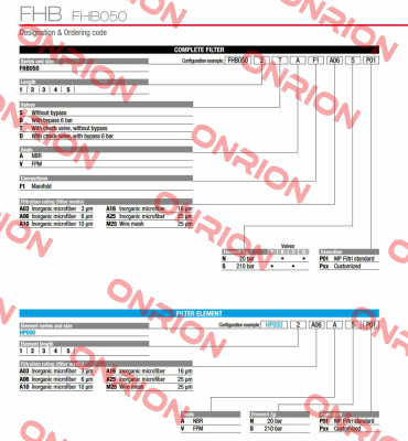 FHB-050-2-B-A-F1-A25-N-P01 MP Filtri