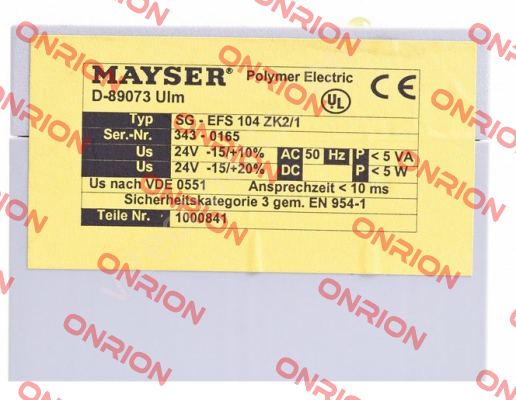 SG-EFS 104 ZK2/1 24V DC 1.2 k0hm  Mayser