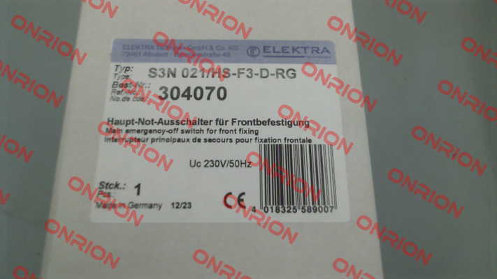 P/N: 304070, Type: S3N 021/HS-F35-D-RG Elektra Tailfingen